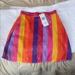 NWT Olivia Rubin rainbow sequin mini skirt
